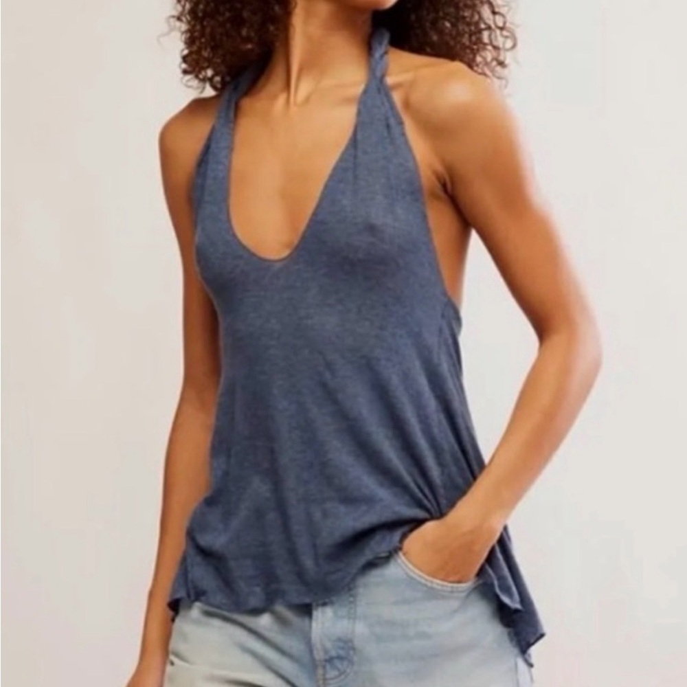 Free People Blue halter Top